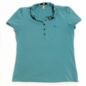 Burberry Brit Blue Ruffle Collar Short Sleeve Polo